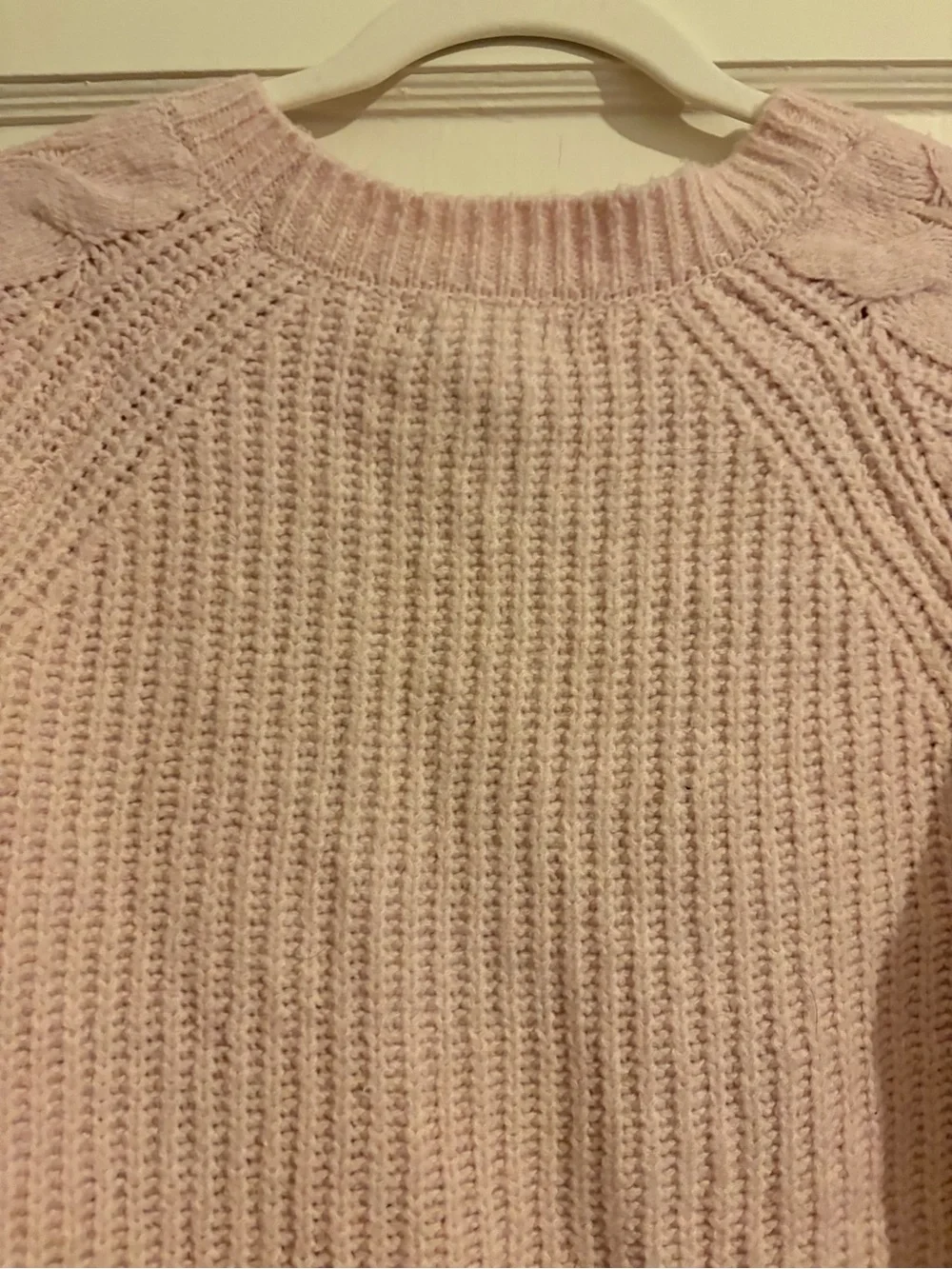 Rachel Zoe Women’s Cable Knit Crewneck Sweater Light Pink